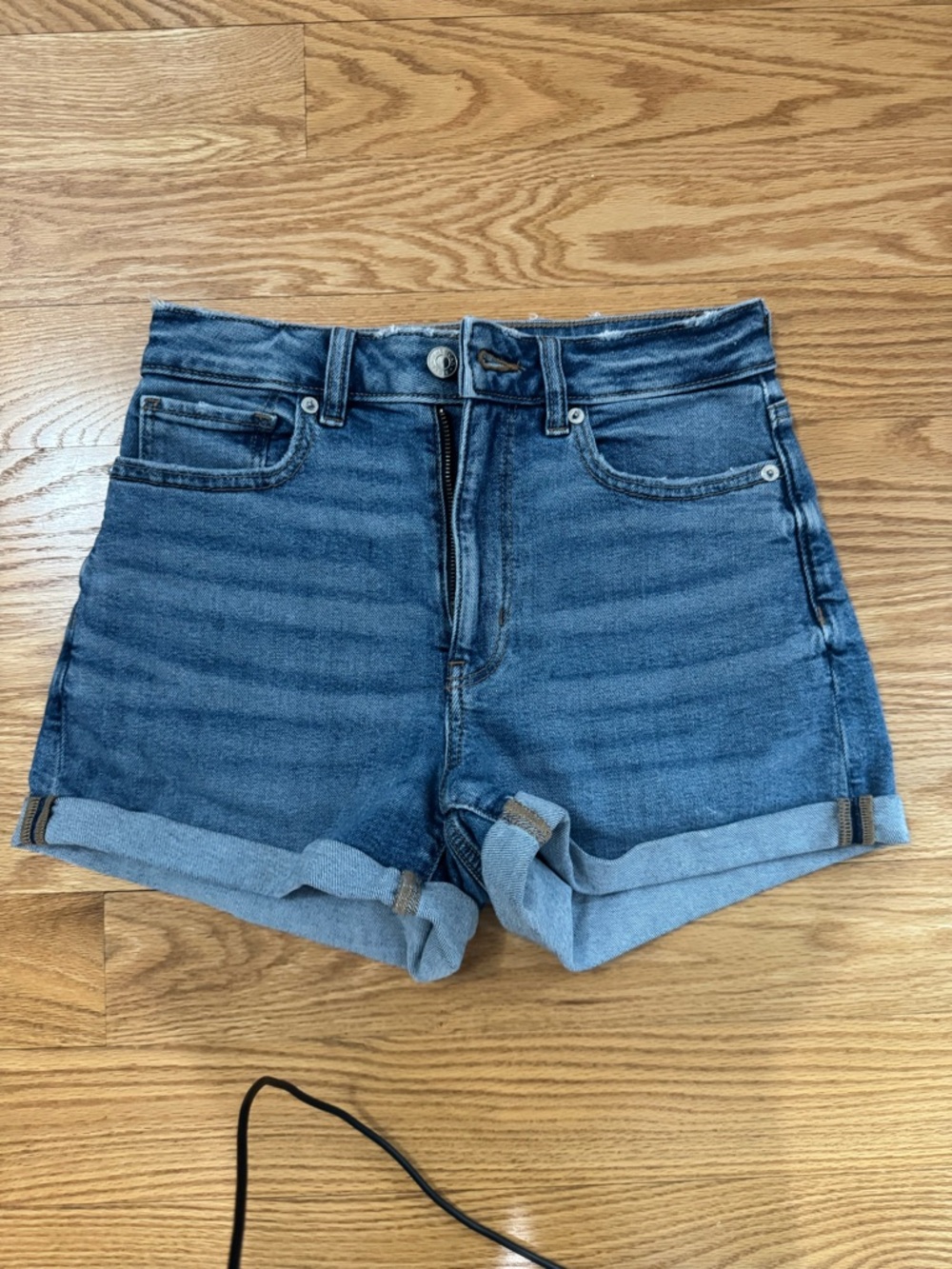American Eagle Outfitters Dark Blue Rolled Cuff Denim Shorts